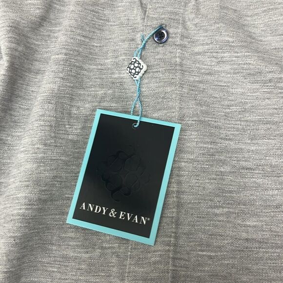 Andy & Evan Light Gray short sleeve button up knit shirt NWT size 10 - Picture 7 of 9